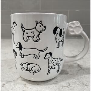 DOGS 18oz Mug White Paw Print Handle Dachshund Dane Dalmatian Schnauzer Spaniel
